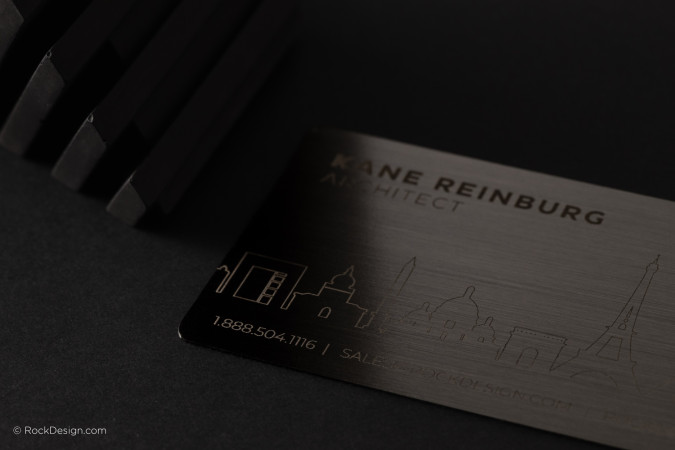 Laser Engraved Gunmetal Business Cards 