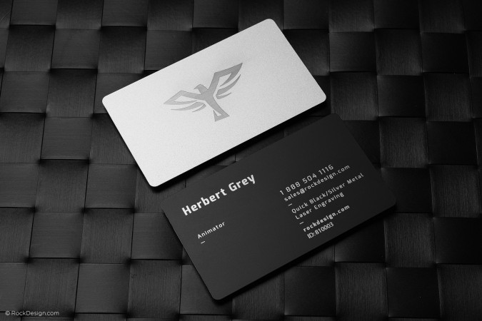 Laser Engraved Black & Silver Metal Business Cards