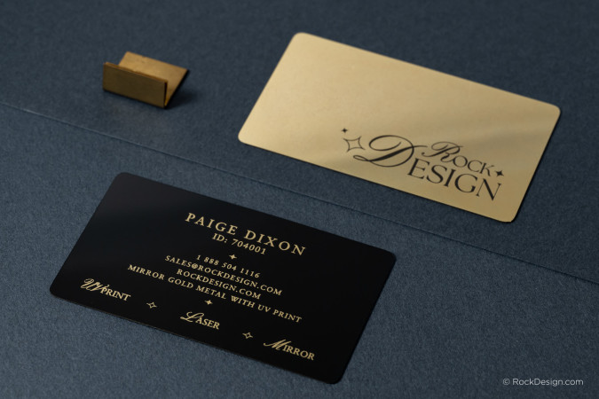 Mirror Gold & Black Metal Business Card