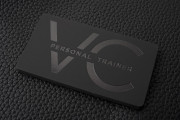 Hard Suede Black Name Card with Silver Foil stamping Business card Template 2