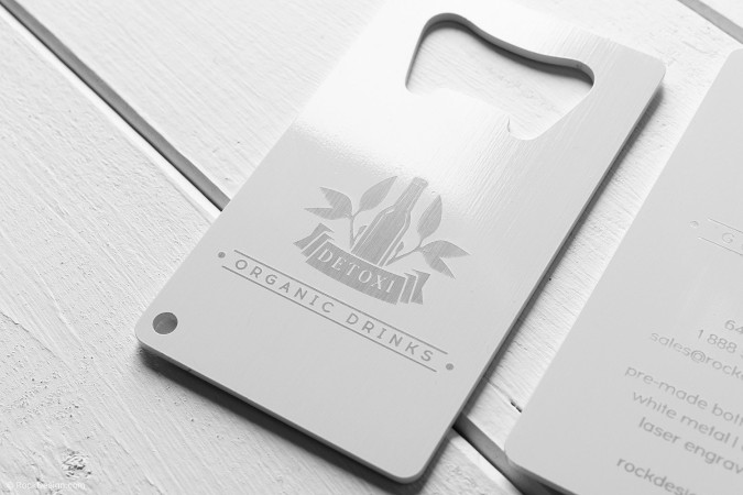 Modern Laser Engraved White Metal Bottle Opener Template - Detoxi