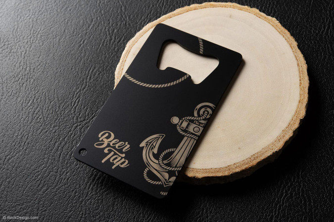 Brilliant Laser Engraved Black Metal Bottle Opener Template - Beer Tap