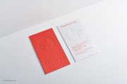 Red/white embossed visit card template 2