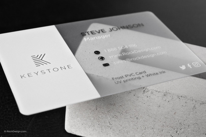 Modern classic frost plastic PVC business card - Keystone