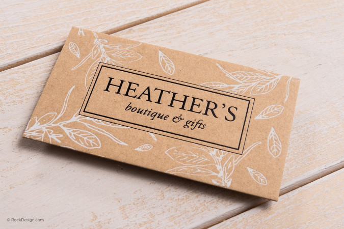 Fancy rustic brown kraft business card - Heather's