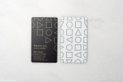 Simple modern vertical black and white metal business card with laser engraving 2