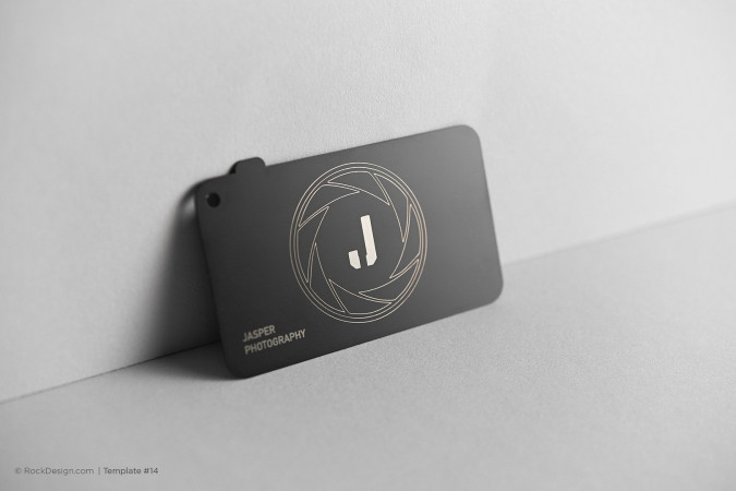 Modern custom shape photographer quick metal business card - Jasper Photography