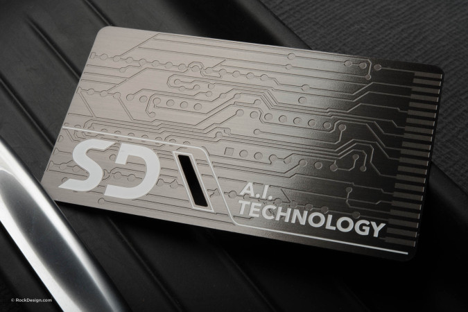 AI Technology Gunmetal Business Card Template - AI Technology