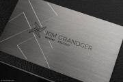 Brushed Stainless Steel with Black Spot Colour Business Card 2