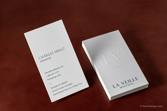 Matte Raised Spot UV Smooth Cream Uncoated Business Card - Charles Hugo