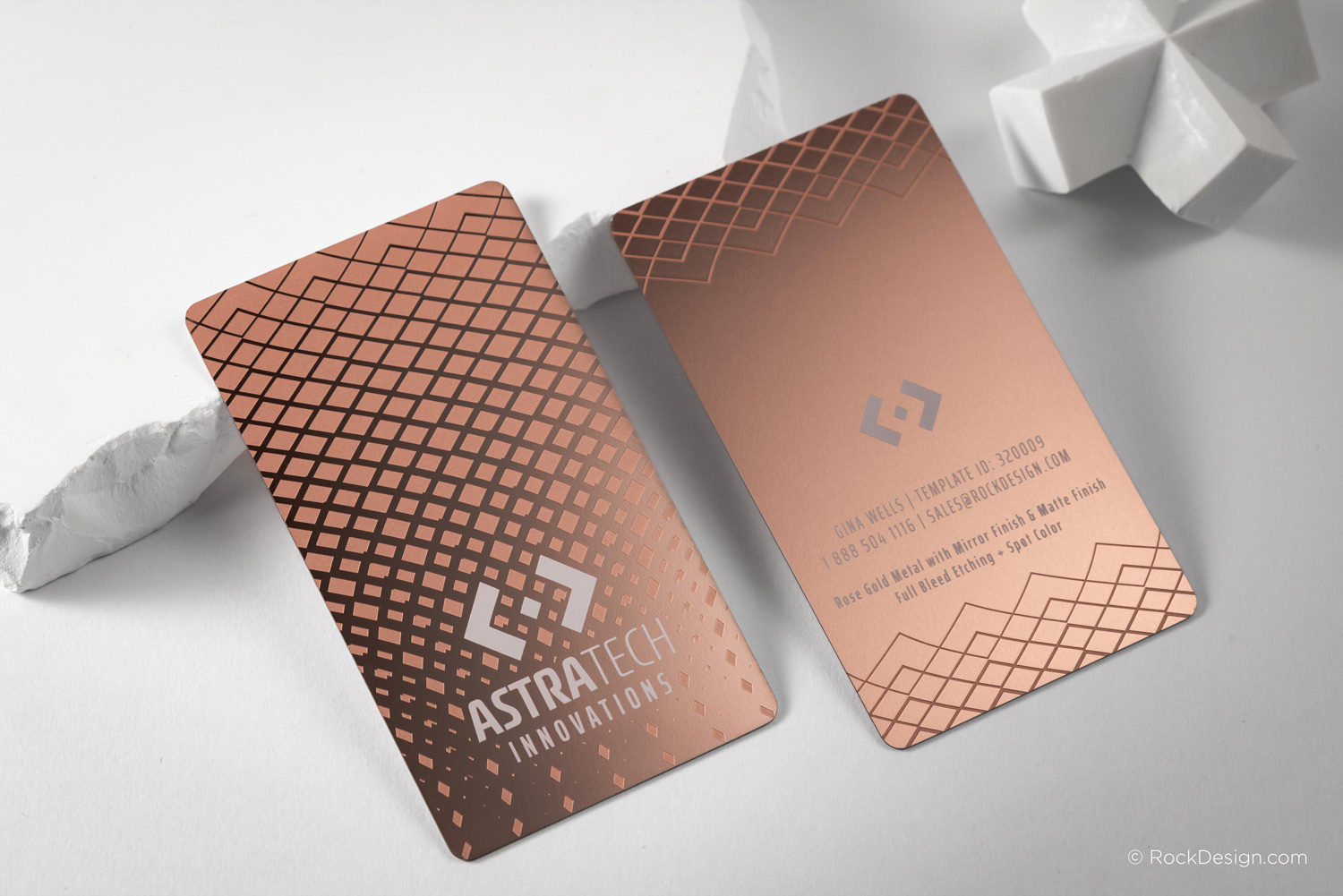 etching-pattern-white-spot-colour-rose-gold-metal-business-card-modern-luxury-rockdesign-image-01